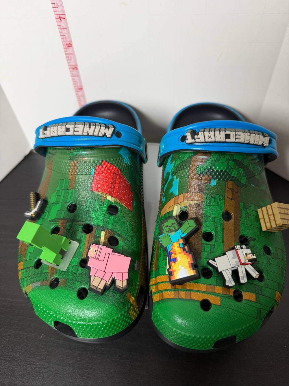 CROCS Kids Green Minecraft Clog with Blue Strap